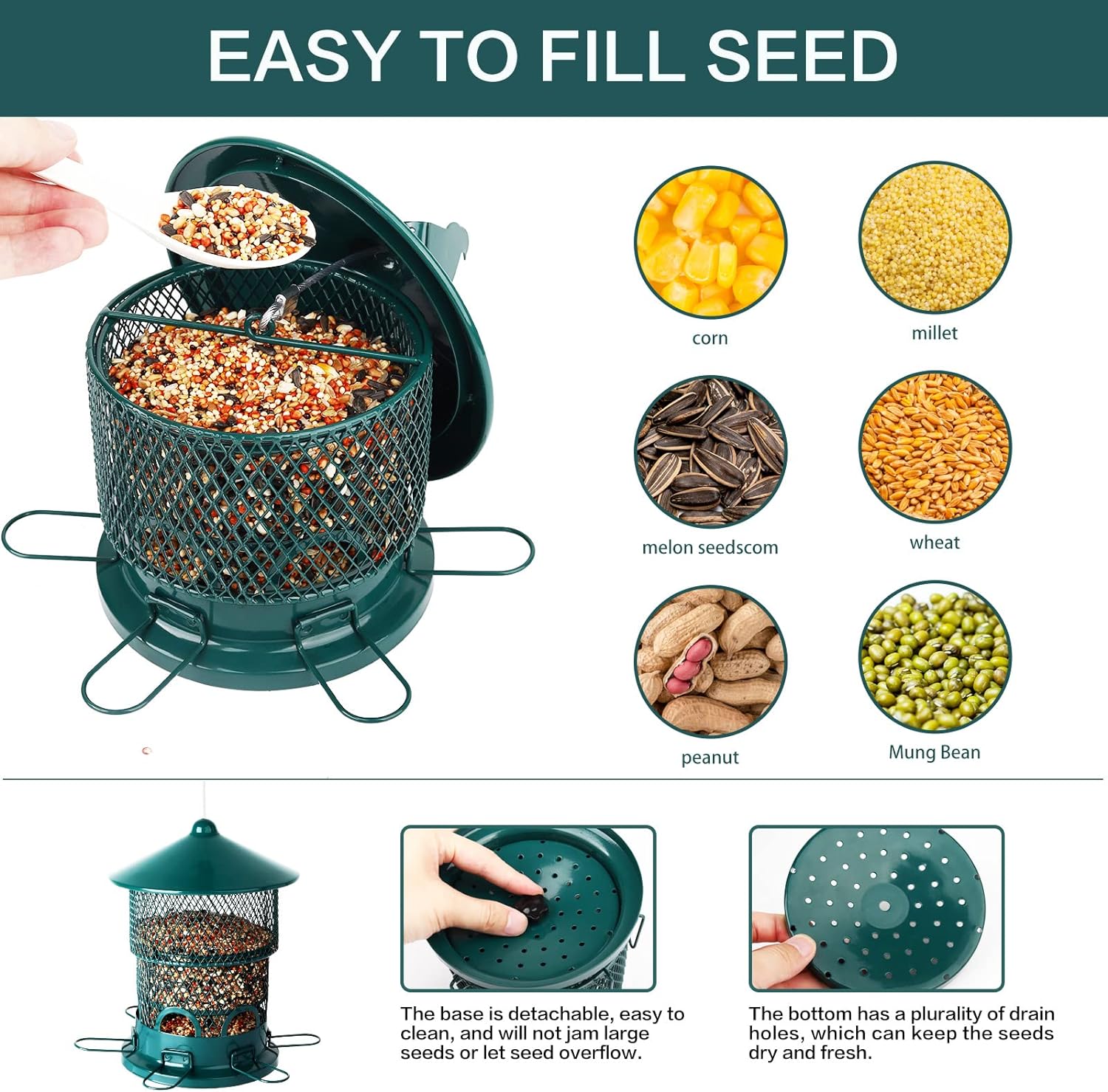 Removable Base Wild Bird Feeder for Outdoors