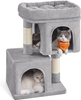 Light Gray 26.4-Inch Cat Tree Tower with Large Perch And 2 Cat Caves