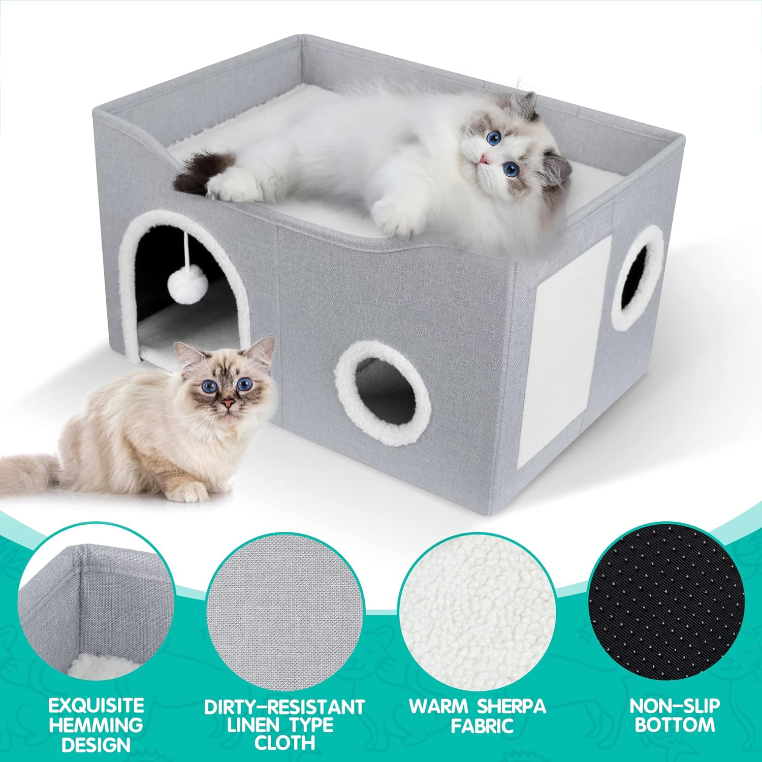 WHKJ Foldable Cat Cave House