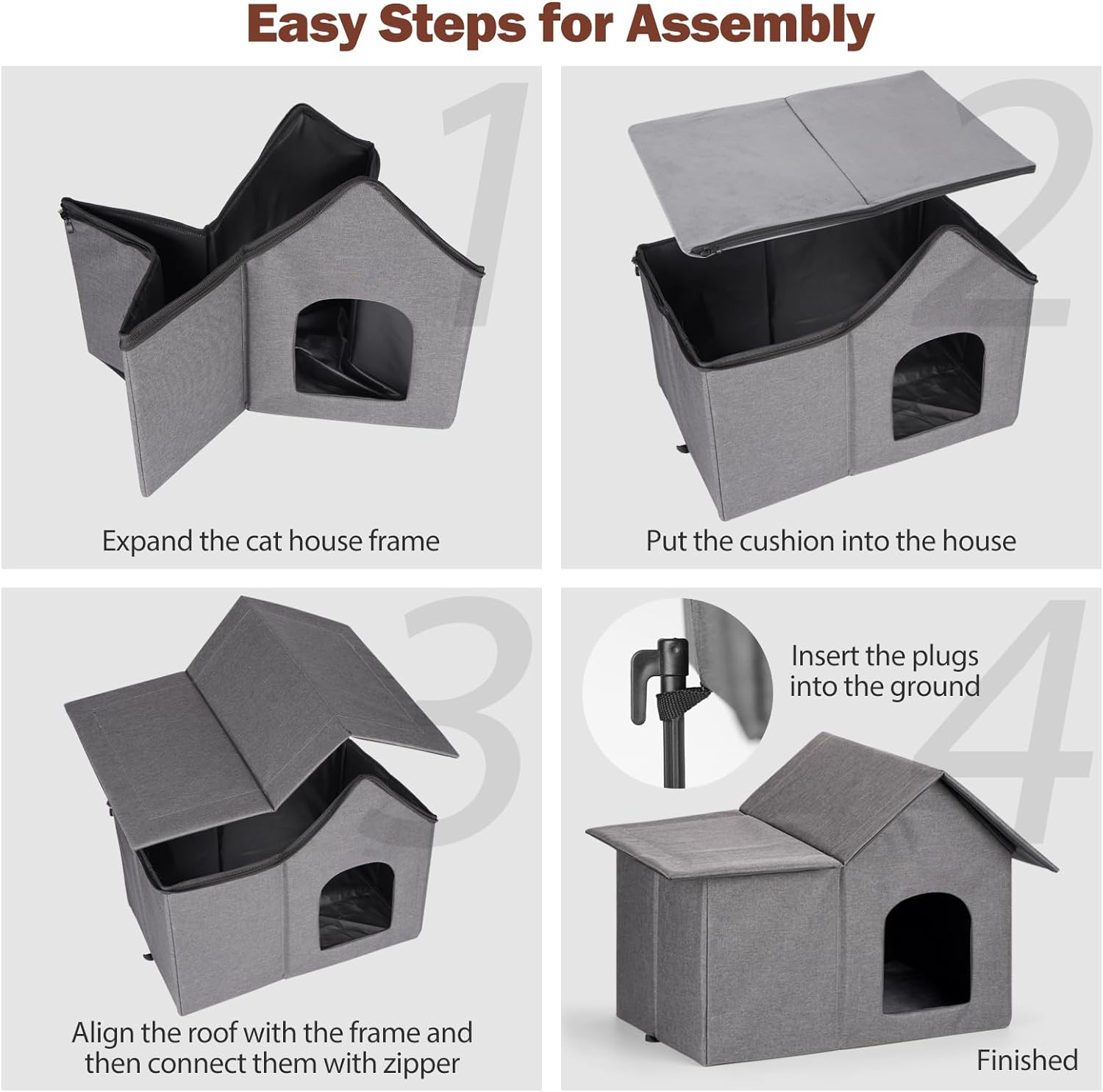 WHKJ Weatherproof Outdoor Cat House with Removable Cushion