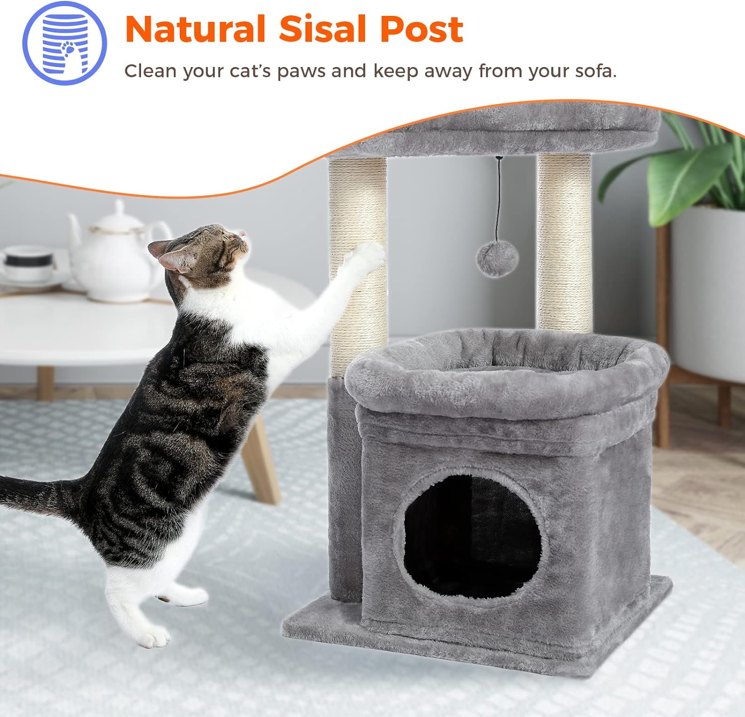 Cozy Cat Tree Tower with Plush Perches And Sisal Scratching Posts