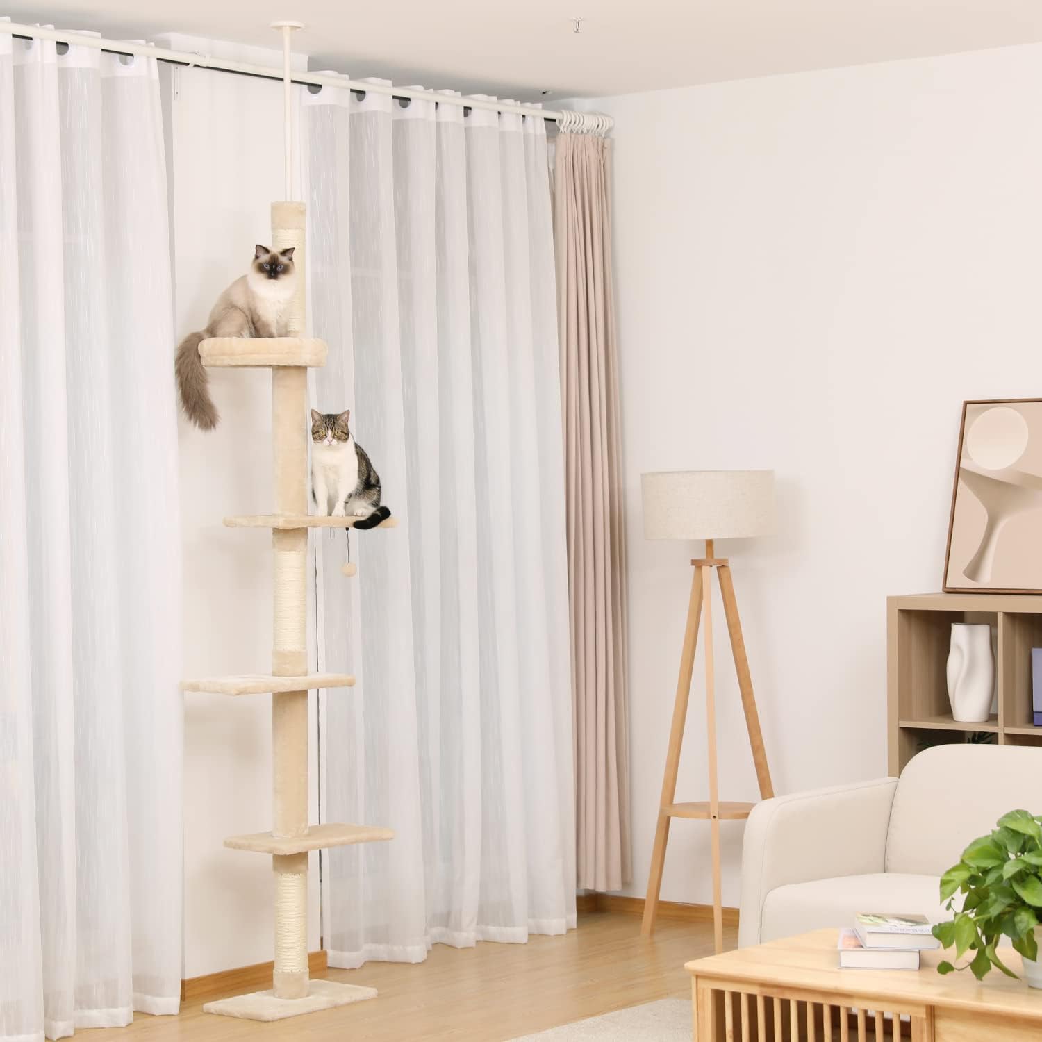 Adjustable Height 5-Tier Cat Tree Tower with Scratching Posts