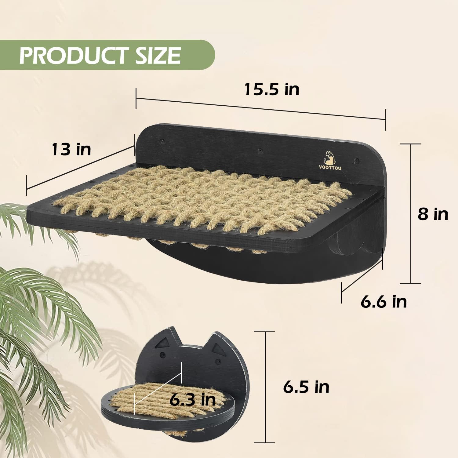 Modern Cat Wall Shelves with Sisal Cat Hammock