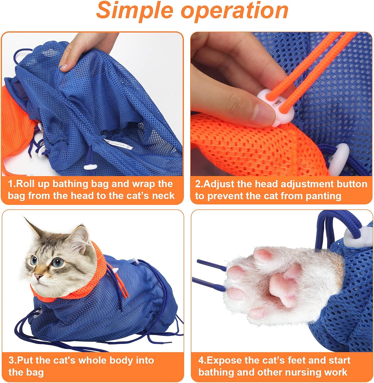 Breathable Mesh Anti-scratch Adjustable Cat Grooming Bag