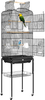 Wrought iron birdcage with game top and rolling stand