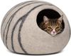 WHKJ Handmade Merino Wool Cat Bed Cave