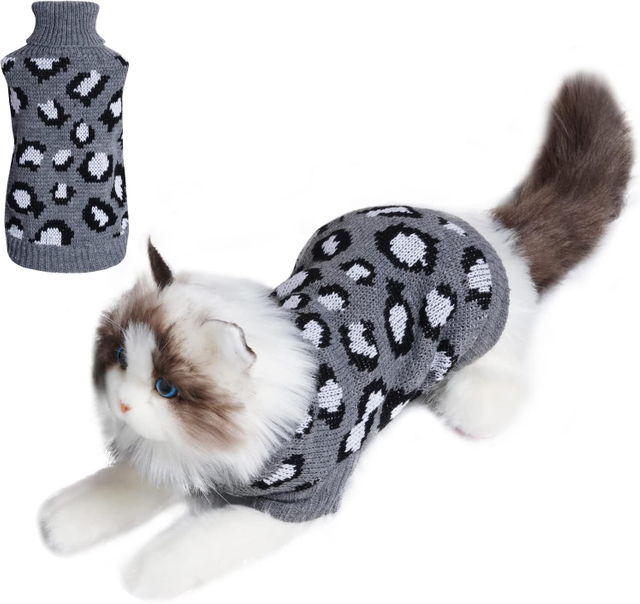 Leopard Knitted Winter Sweater for Cats And Small Dogs
