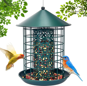 Durable Metal Bird Feeder for Squirrel-Proof Outdoor Hanging, 360° Feeding Area
