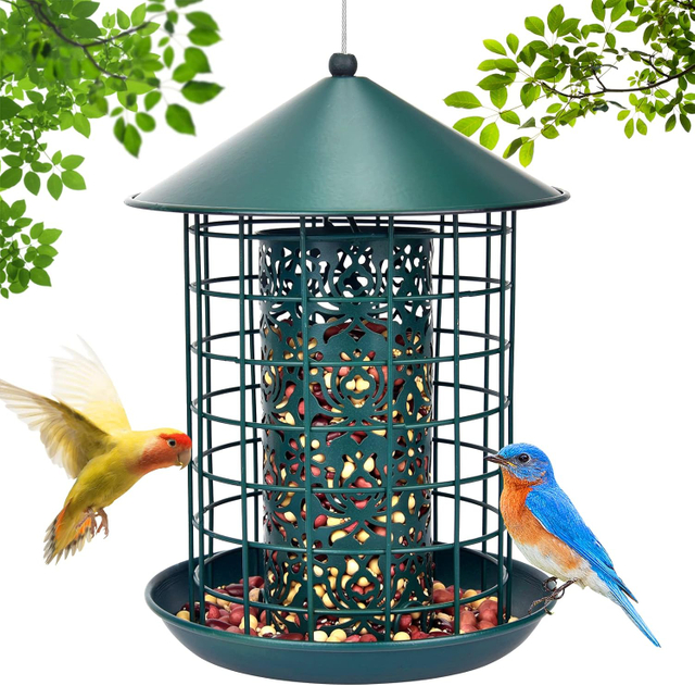 Durable Metal Bird Feeder for Squirrel-Proof Outdoor Hanging, 360° Feeding Area