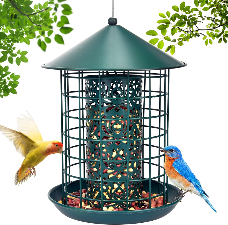 Durable Metal Bird Feeder for Squirrel-Proof Outdoor Hanging, 360° Feeding Area