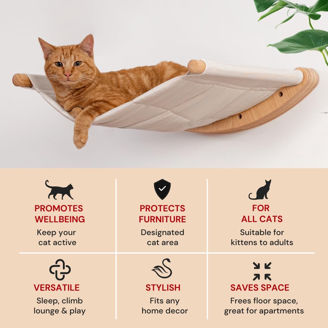 Cat Hammock Wall Mounted Cat Shelf with Two Steps