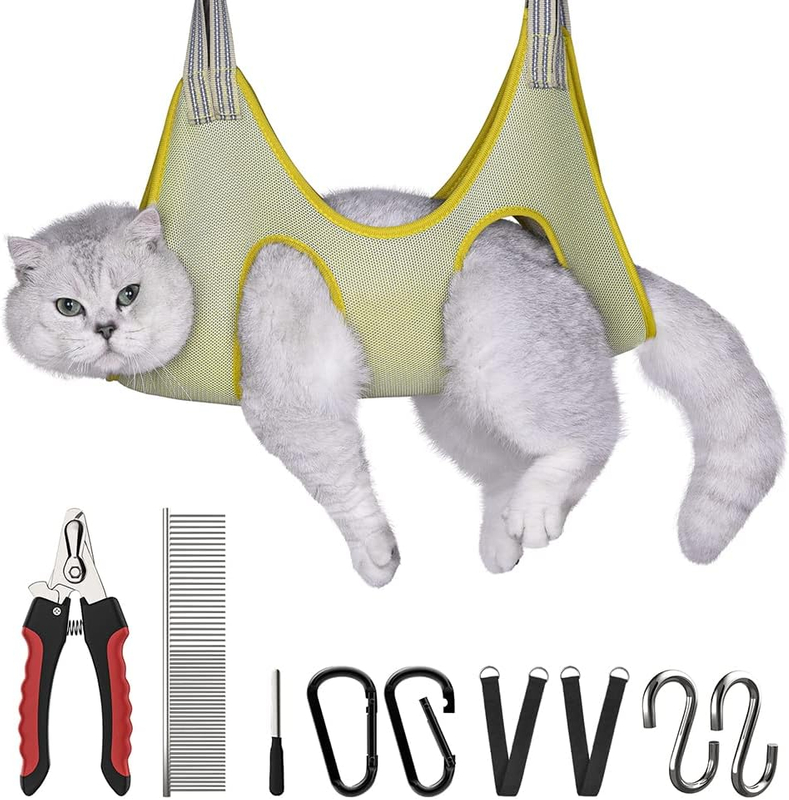 Cat and dog grooming harness nail trimming assist bed