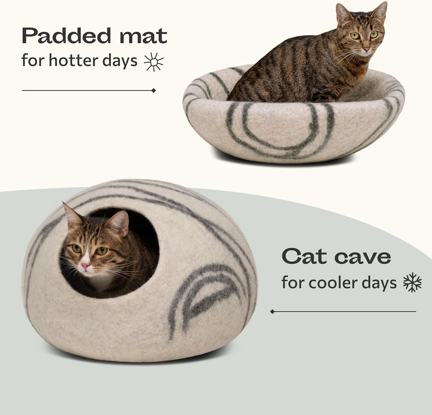 WHKJ Handmade Merino Wool Cat Bed Cave