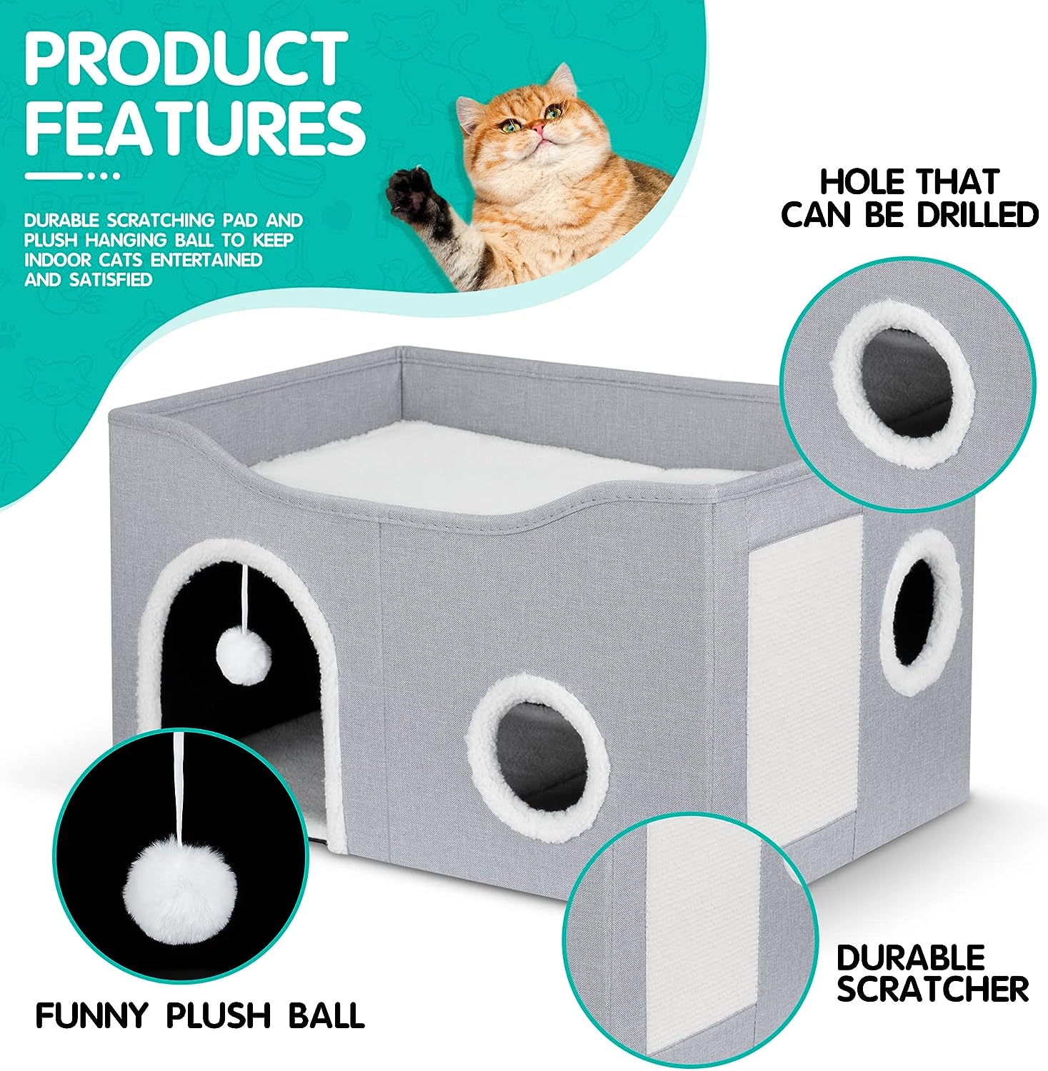 WHKJ Foldable Cat Cave House