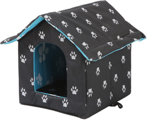 Weatherproof Insulated Cat House with Transparent Curtain