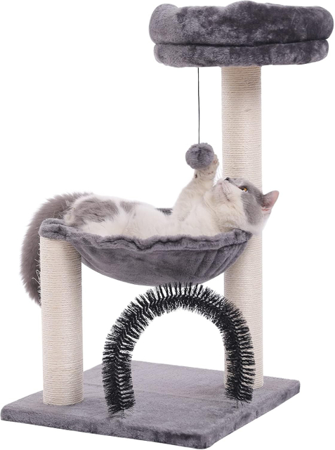 Multi-Level Cat Tree Tower with Scratching Posts And Plush Basket