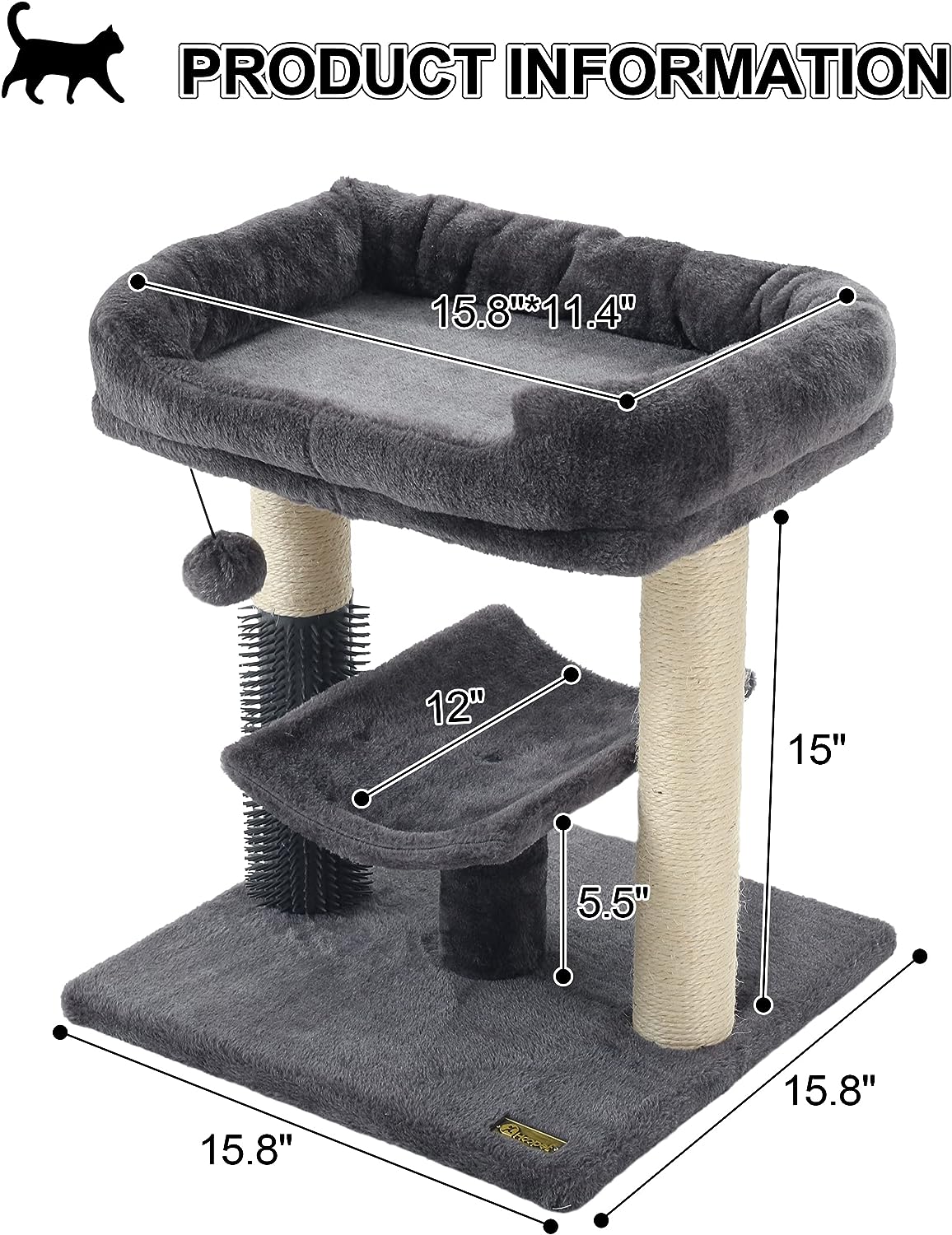 Cozy And Interactive Cat Tree Tower with Scratching Post