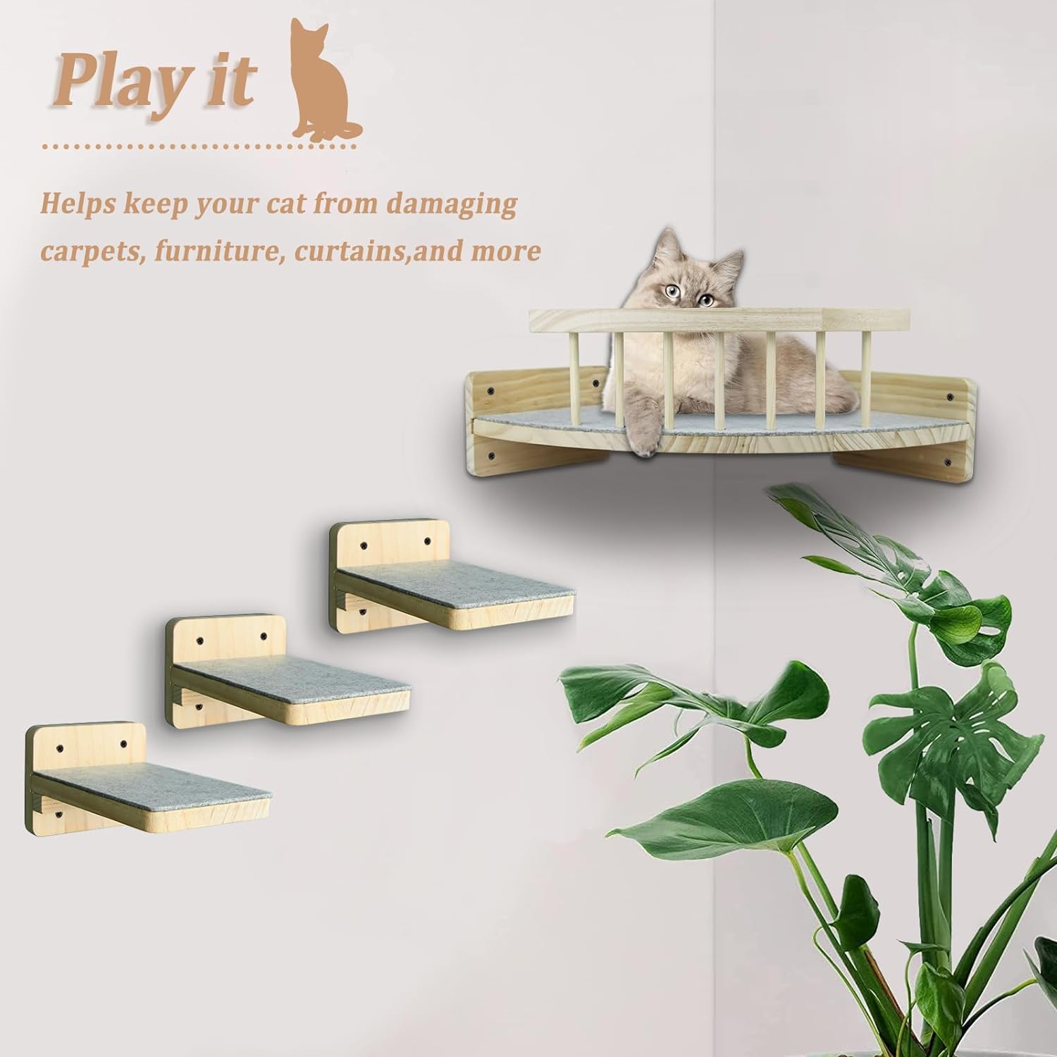 Sturdy And Spacious Cat Wall Shelves