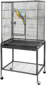 Spacious And Sturdy 53-Inch Wrought Iron Bird Cage with Rolling Stand