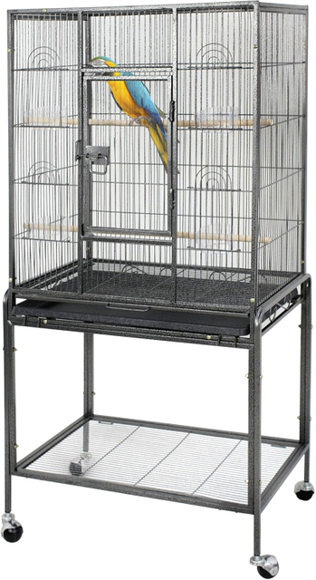 Spacious And Sturdy 53-Inch Wrought Iron Bird Cage with Rolling Stand