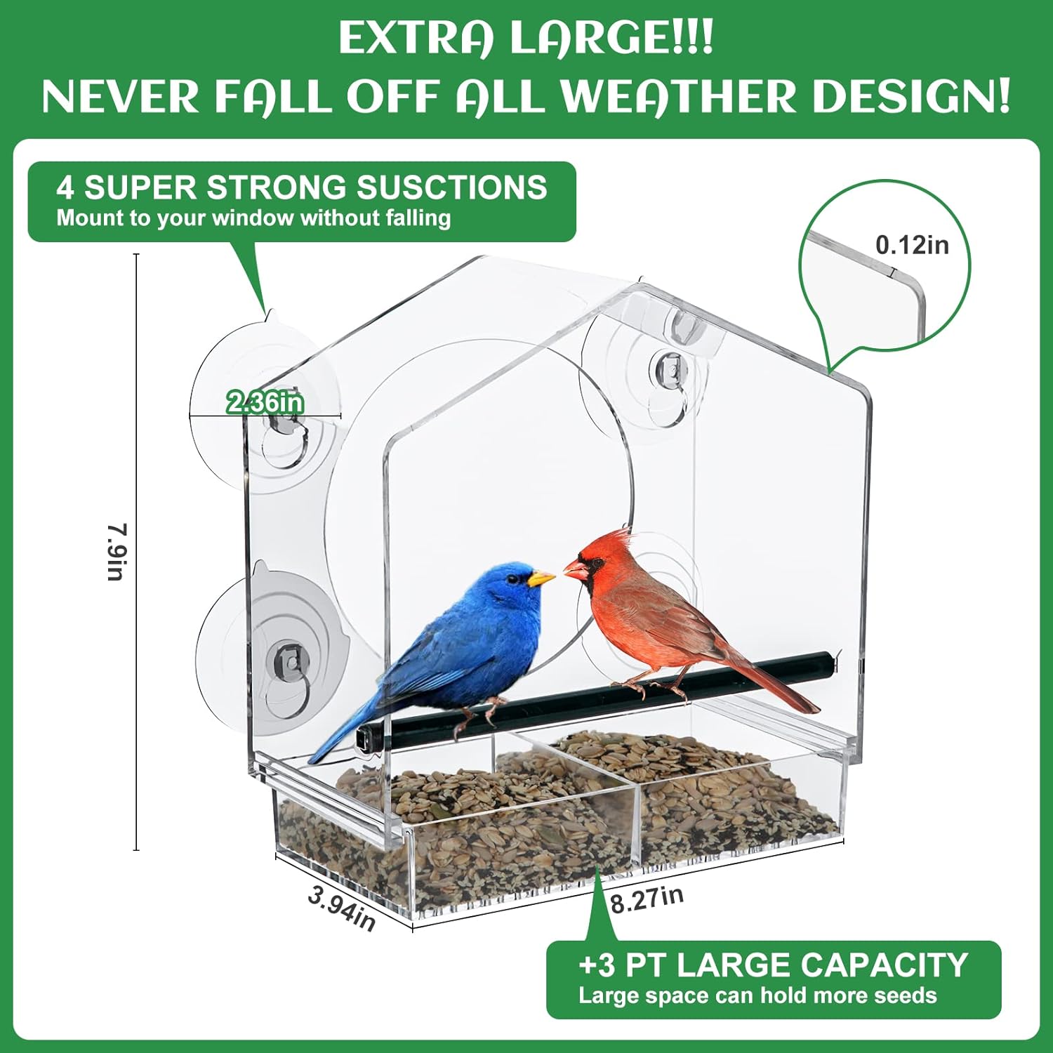 Outdoor Transparent Window Bird Feeder