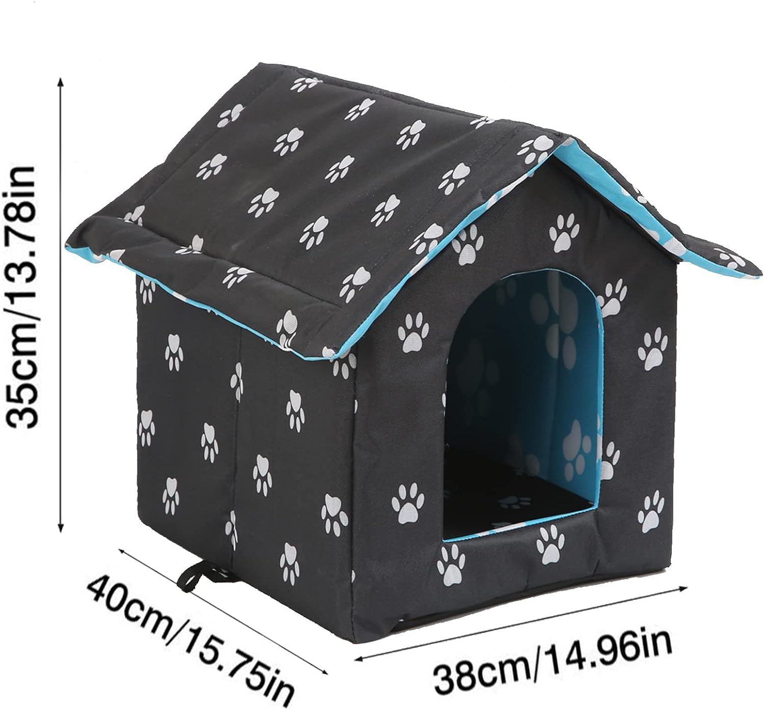Weatherproof Insulated Cat House with Transparent Curtain