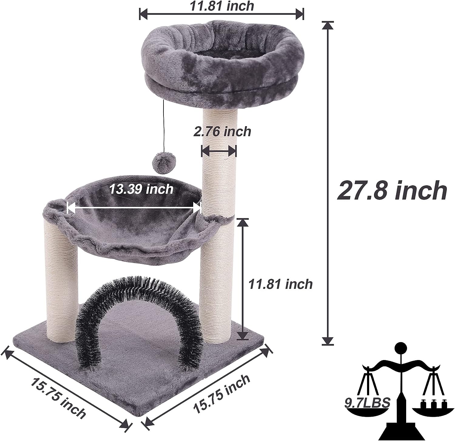 Multi-Level Cat Tree Tower with Scratching Posts And Plush Basket