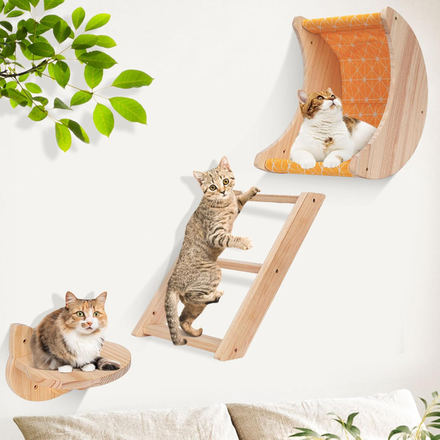 Moon-Shaped Cat Hammock Wall Set