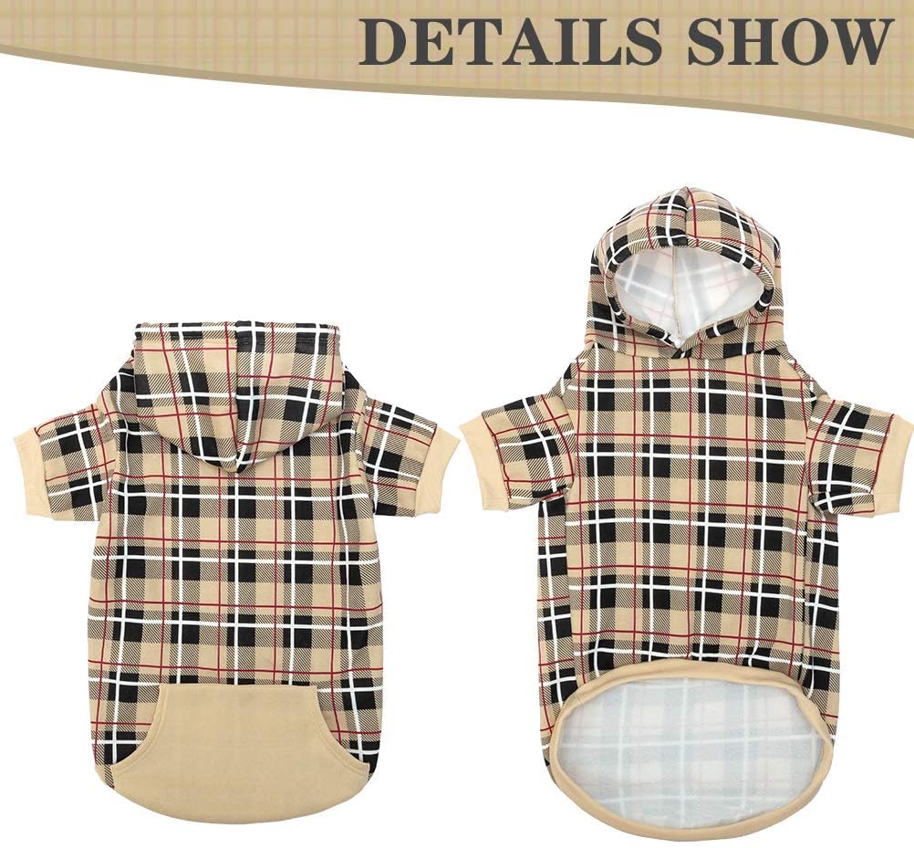Soft Warm Plaid Dog Hoodie