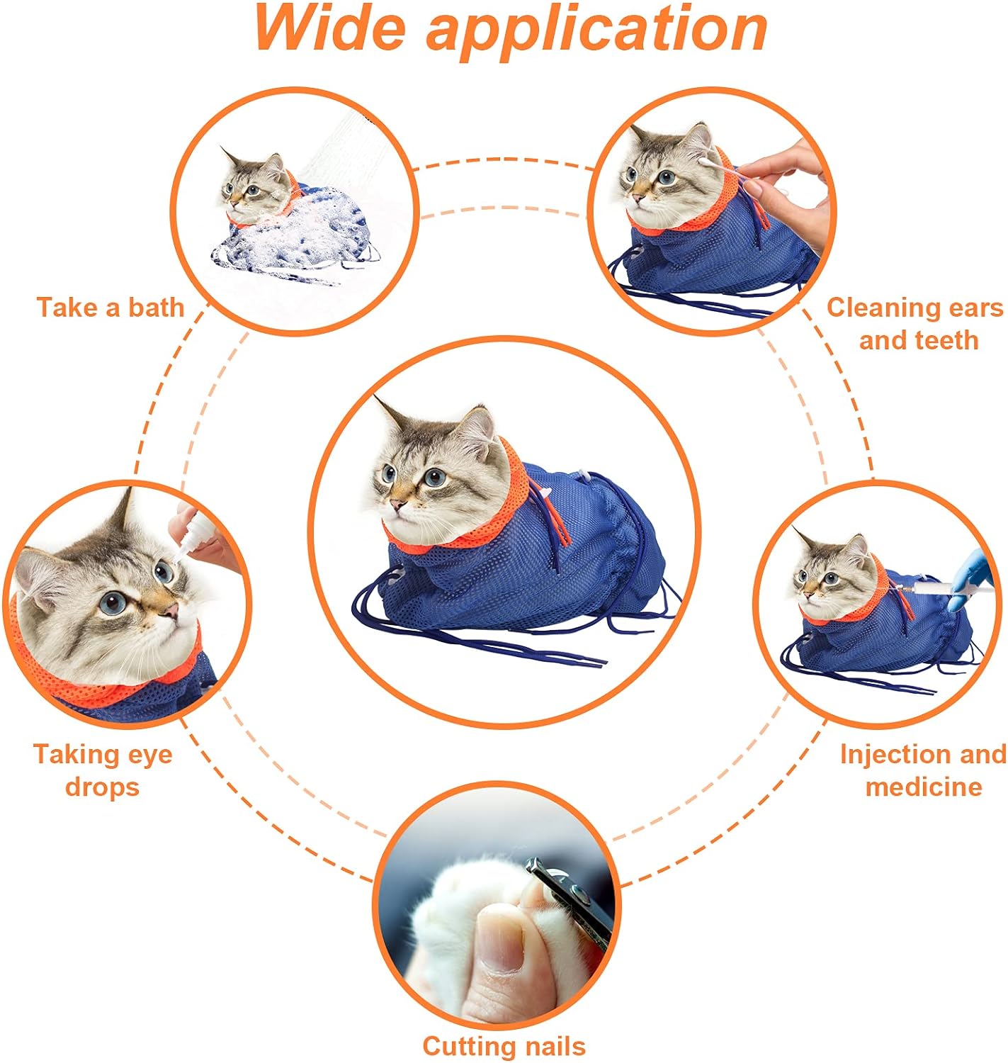 Breathable Mesh Anti-scratch Adjustable Cat Grooming Bag