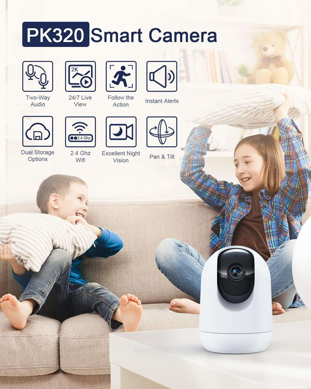 Advanced Indoor Security Camera with 24/7 Monitoring And Two-Way Talk