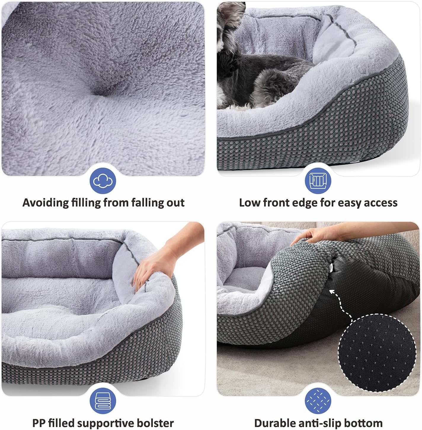 WHKJ Orthopedic Cat Bed with Anti-Slip Bottom