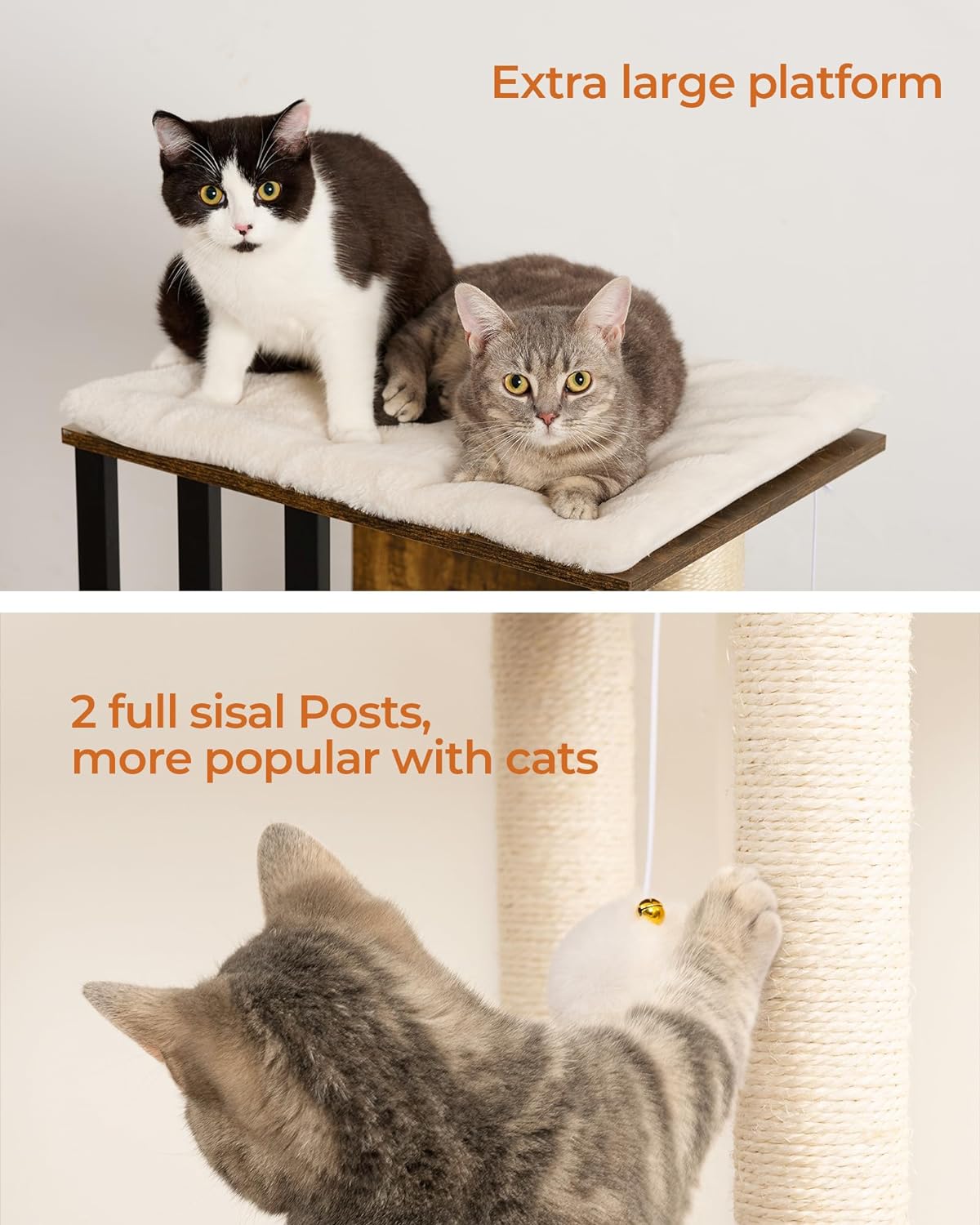 Rustic Brown 3-Tier Cat Tree Tower Condo with Sisal Scratching Posts