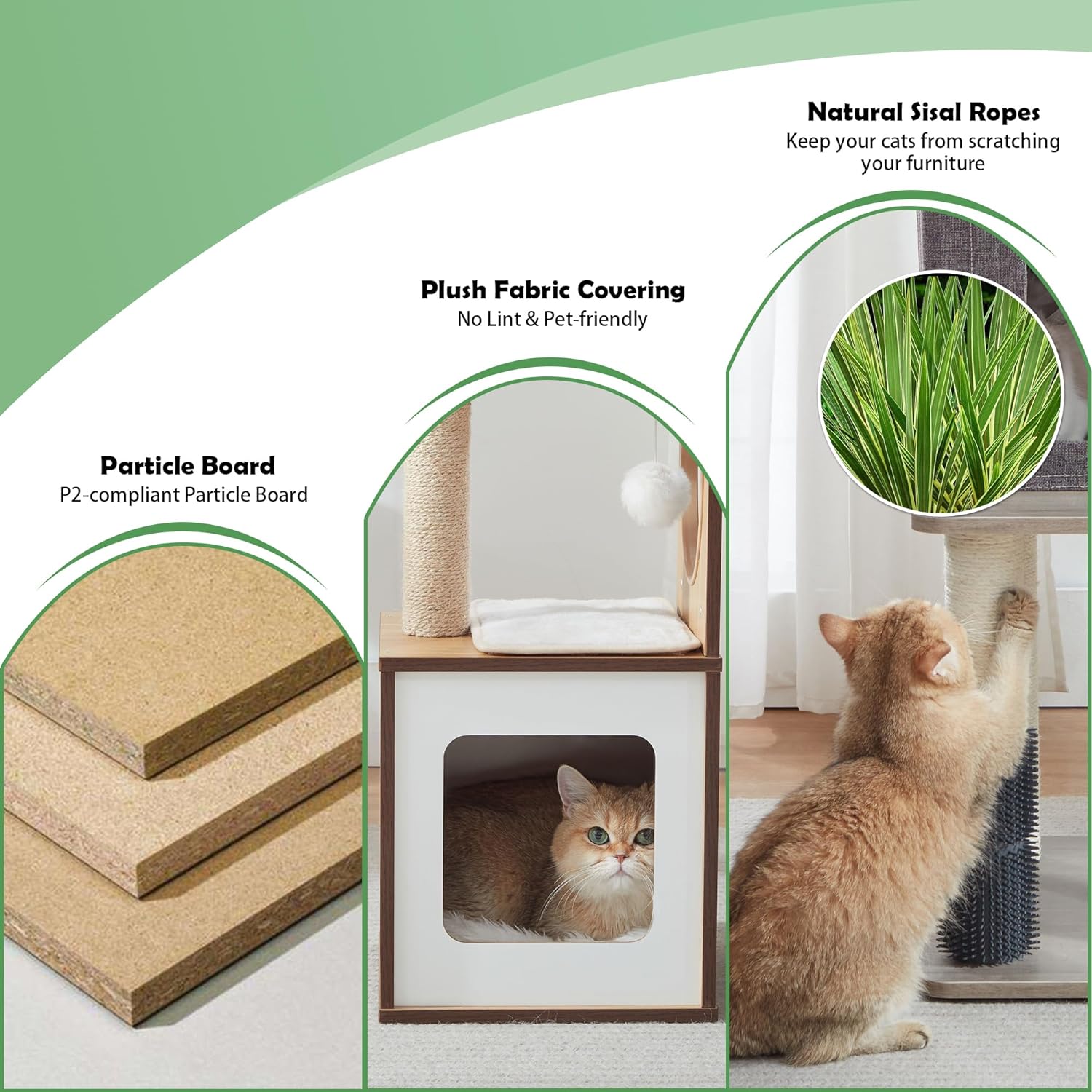 Modern And Sturdy Wood Cat Tree for Large Cats
