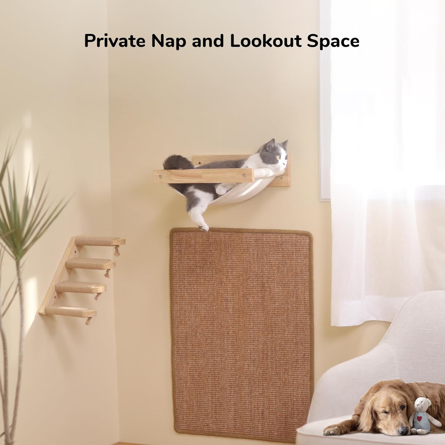 Sturdy Wooden Cat Wall Furniture with Hammock