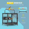 Portable Wrought Iron Bird Travel Carrier Cage with Wooden Perch