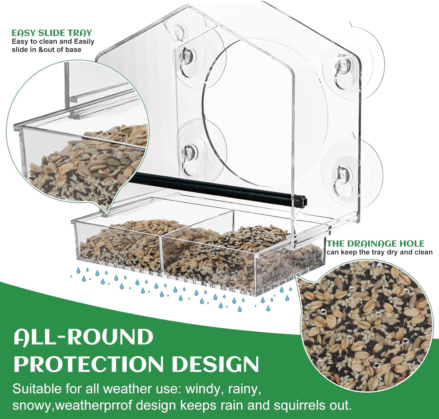 Outdoor Transparent Window Bird Feeder