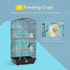 Wrought iron birdcage with game top and rolling stand