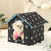 Weatherproof Insulated Cat House with Transparent Curtain