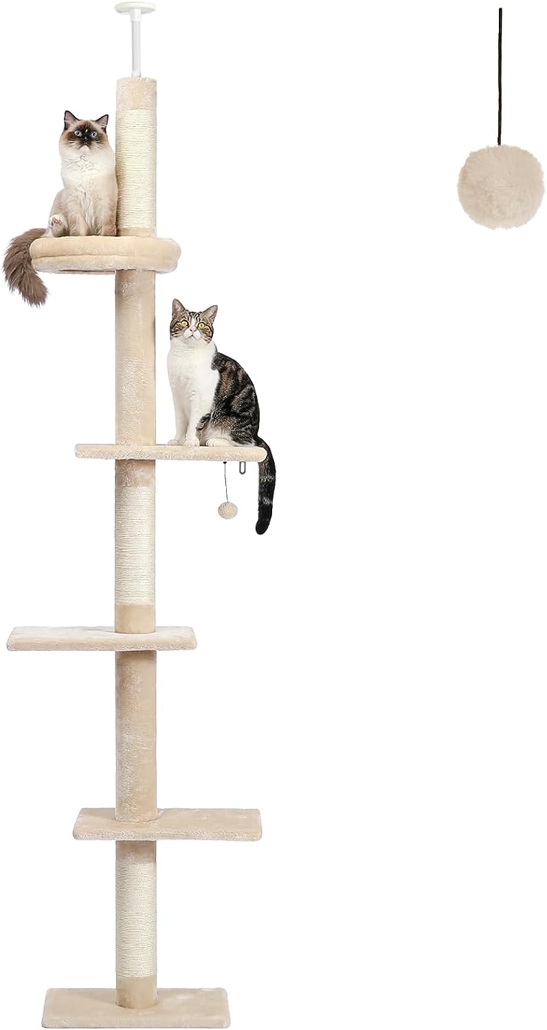 Adjustable Height 5-Tier Cat Tree Tower with Scratching Posts