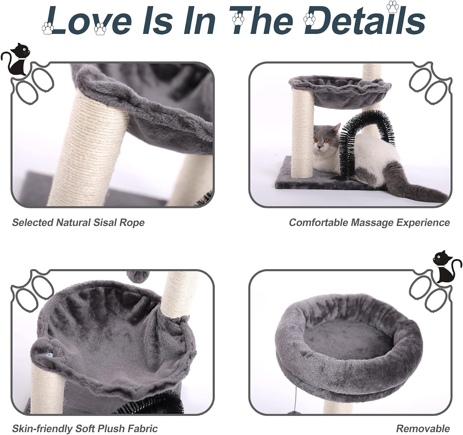 Multi-Level Cat Tree Tower with Scratching Posts And Plush Basket