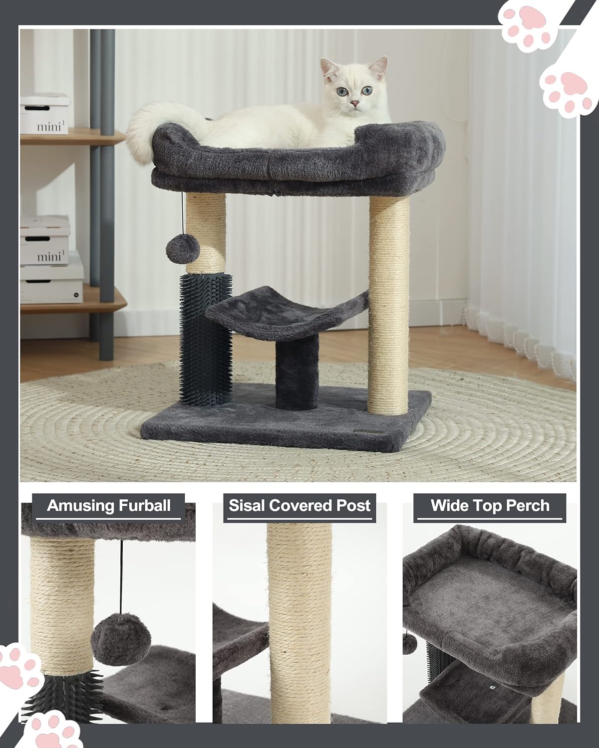 Cozy And Interactive Cat Tree Tower with Scratching Post