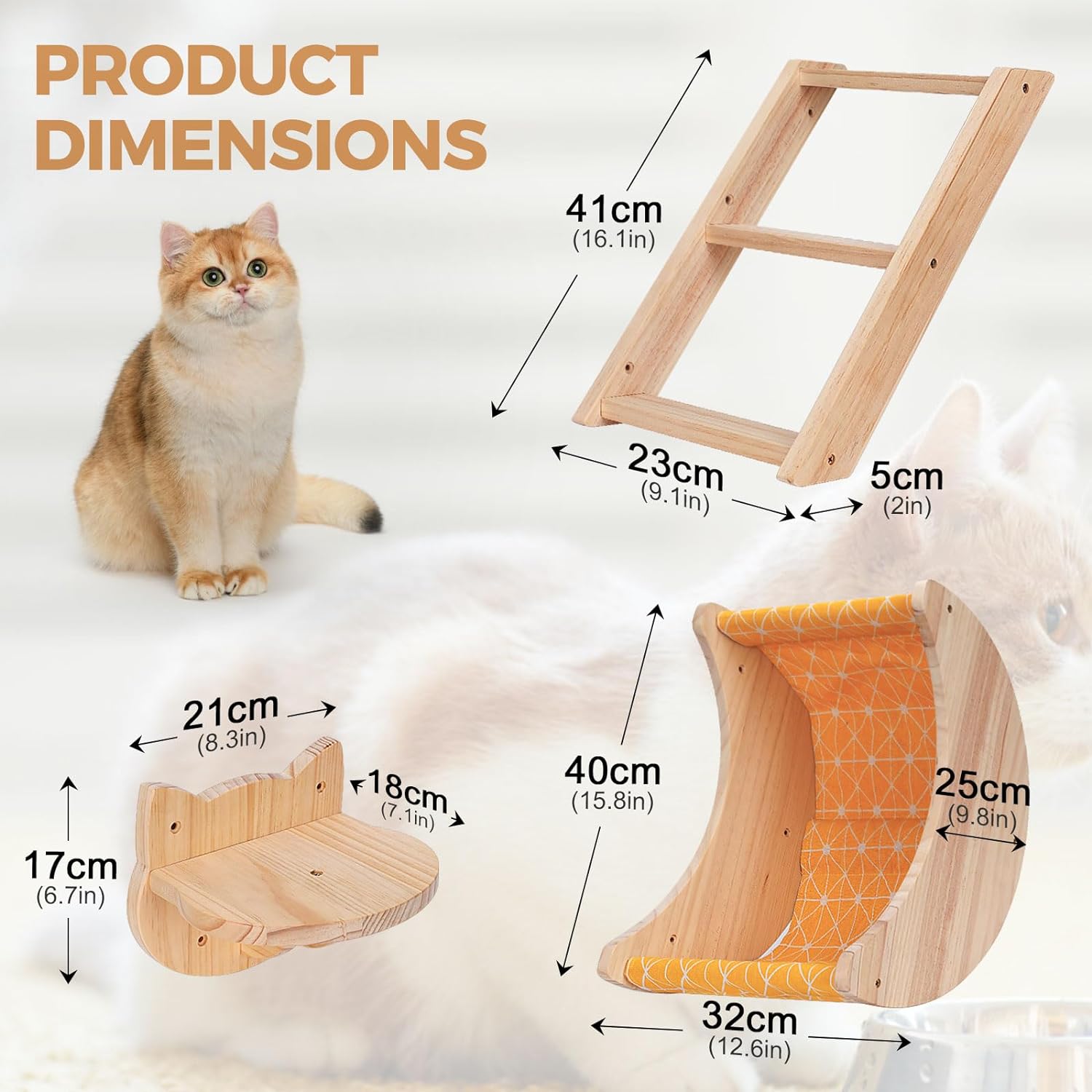 Moon-Shaped Cat Hammock Wall Set