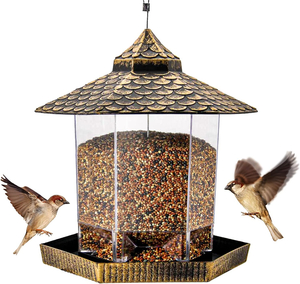 Hexagon Shaped Wild Bird Feeder with Large Capacity