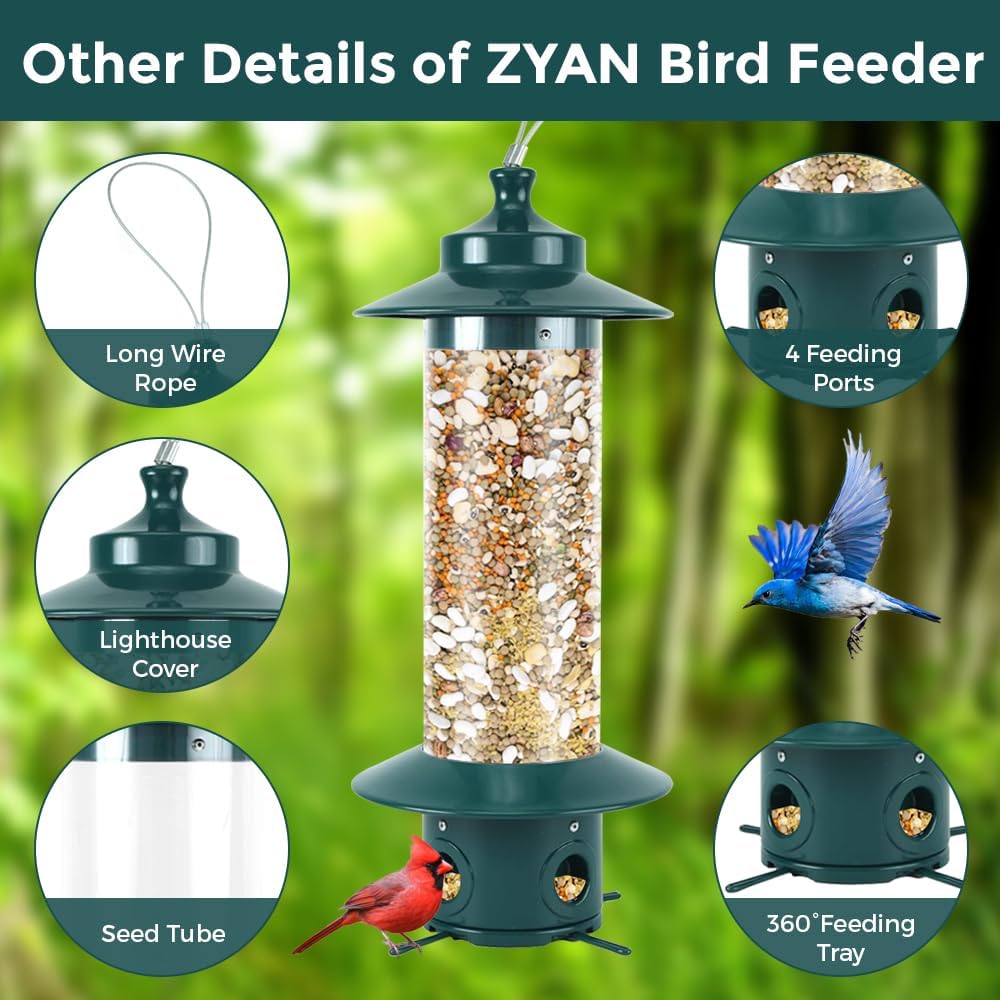 Durable Hanging Bird Feeder with Squirrel-Proof Design