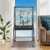 Spacious And Sturdy 53-Inch Wrought Iron Bird Cage with Rolling Stand