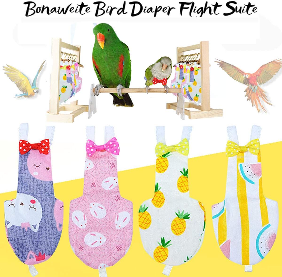 Reusable Bird Diapers Flight Suit Liners for Parrot Care