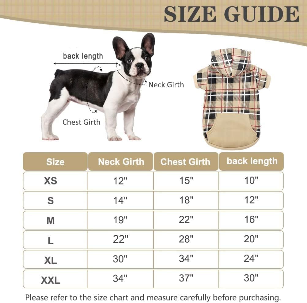 Soft Warm Plaid Dog Hoodie