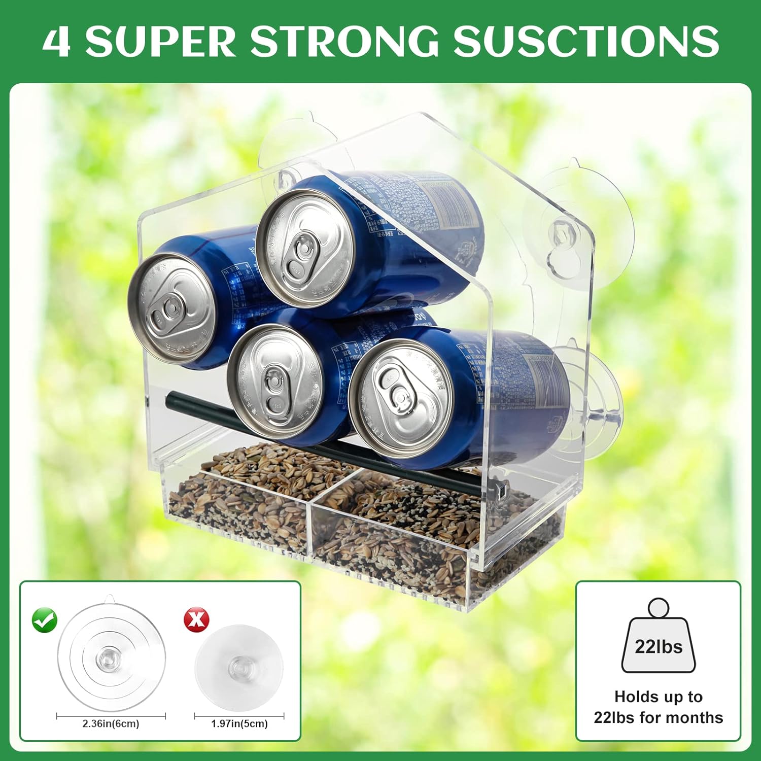 Outdoor Transparent Window Bird Feeder