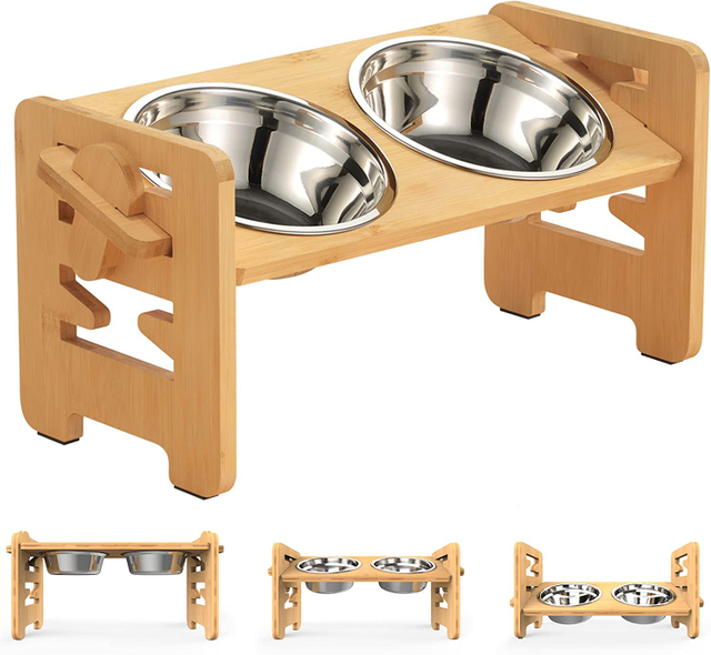 Adjustable Raised Dog Bowls with Stand